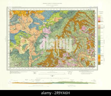 Henley auf Themse geologischen Blatt 254 Thames Valley Chilterns 1948 Karte Stockfoto