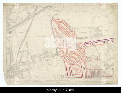 LSE POVERTY OS-PROOF-KARTE Wormwood Scrubs - East Acton - Hammersmith 1928 Stockfoto