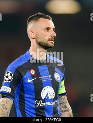 Istanbul, Türkei. 10. Juni 2023. Porträt (Porträt/Nahaufnahme) von Marcelo Brozovic (77 Inter) während des UEFA Champions League-Finales zwischen dem Manchester City FC und dem FC Internazionale im Atatürk Olympiastadion in Istanbul, Türkei. (Daniela Porcelli/SPP) Kredit: SPP Sport Press Photo. Alamy Live News Stockfoto