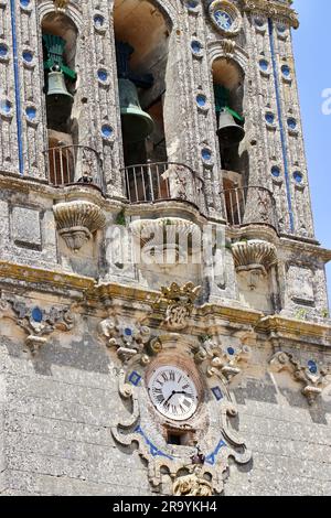 Der Glockenturm der Basílica de Santa María de la Asunción, Arcos de la Frontera Stockfoto