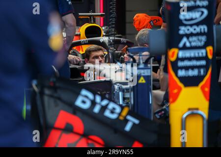 Red Bull Ring Circuit, Spielberg, Österreich, 29. Juni 2023, Max Verstappen (NED) Redbull Racing RB19 während DER FORMEL 1 ROLEX GROSSER PREIS VON ÖSTERREICH 2023 - Pressekonferenz - Formel-1-Meisterschaft Stockfoto