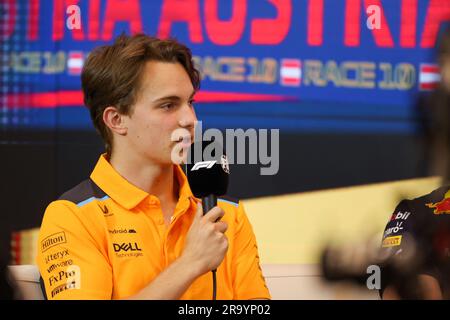 Spielberg, Österreich. 29. Juni 2023. Red Bull Ring Circuit, Spielberg, Österreich, 29. Juni 2023, Oscar Piastri (AUS) McLaren F1 Team&#XA;am Donnerstag der FORMEL 1 ROLEX GROSSER PREIS VON OSTERREICH 2023 - Jun29 bis Jul2 Spielberg, Steiermark, Österreich während FORMEL 1 ROLEX GROSSER PREIS VON ÖSTERREICH 2023 - Pressekonferenz - Formel 1 Championship Credit: Live Media Publishing Group/Alamy Live News Stockfoto