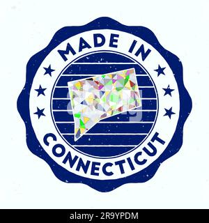 Hergestellt In Connecticut. Runder Stempel des US-Bundesstaates. Dichtung aus Connecticut mit Randform. Vintage-Abzeichen mit kreisförmigem Text und Sternen. Vektorabbildung. Stock Vektor