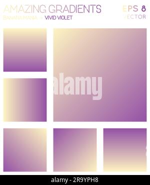 Bunte Farbverläufe bei Bananenmanie, kräftige violette Farbtöne. Bezaubernder verlaufender Hintergrund, tolle Vektordarstellung. Stock Vektor