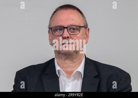 Bremen, Deutschland. 29. Juni 2023. Olaf Joachim (SPD) wird der Bundesregierung auf einer Pressekonferenz des SPD als Kandidat für das Amt des Bremer Bevollmächtigten vorgestellt. Kredit: Marco Rauch/dpa/Alamy Live News Stockfoto