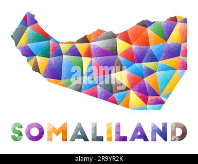 Somaliland - farbenfrohe niedrige Poly Country-Form. Mehrfarbige geometrische Dreiecke. Modernes, trendiges Design. Vektordarstellung. Stock Vektor