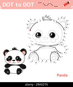 Zahlen Spiel Punkt zu Punkt. Mathe-Spiel für Kinder. Stock Vektor