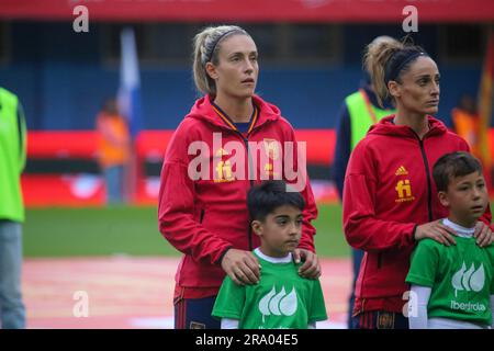 Aviles, Spanien, 30. Juni 2023: Die Spieler Spaniens, Alexia Putellas (L) und Esther Gonzalez (R) während des Freundschaftsspiels zwischen Spanien und Panama am 30. Juni 2023 im römischen Suarez Puerta-Stadion in Aviles, Spanien. Alberto Brevers/Alamy Live News Stockfoto