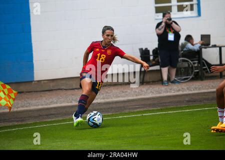 Aviles, Spanien, 30. Juni 2023: Spaniens Spielerin Marta Cardona (18) mit dem Ball während des Freundschaftsspiels zwischen Spanien und Panama am 30. Juni 2023 im Roman Suarez Puerta Stadium in Aviles, Spanien. Alberto Brevers/Alamy Live News Stockfoto