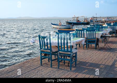 Fischrestaurant am Meer Stockfoto