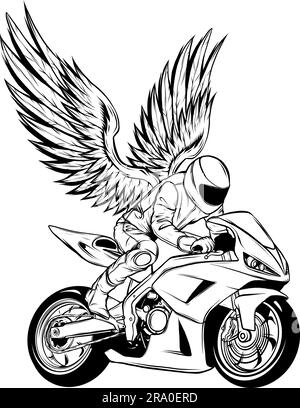 Motorrad Schwarz-Weiß-Vektordesign Stock Vektor