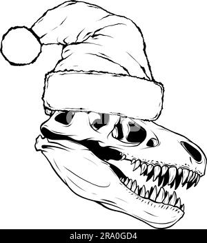 tyrannosaurus rex Dinosaurierkopf in schwarz-weißer Umrisszeichnung Stock Vektor