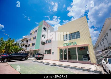 Miami Beach, FL, USA - 29. Juni 2023: Hotels in Genf und Paris Miami Beach FL Stockfoto