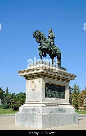 Reiterstatue von General Juan Prim, Parc de la Ciutadella, Barcelona, Katalonien, Spanien, Reiterstatue Stockfoto