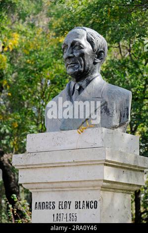 Andres Eloy Blanco Monument, Parque del Buen Retiro, Madrid, Spanien, spanischer Schriftsteller, Büste Stockfoto