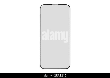 Schutzglas für Mobiltelefon oder Smartphone isoliert auf weißem Hintergrund. Smartphone-Schutzfolie aus transparentem mehrschichtigem Glas Stockfoto
