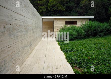 Barcelona Pavillon, Architekt Mies van der Rohe, Barcelona, Katalonien, Ausstellungspavillon des Deutschen Reiches auf der Weltausstellung 1929, Spanien Stockfoto