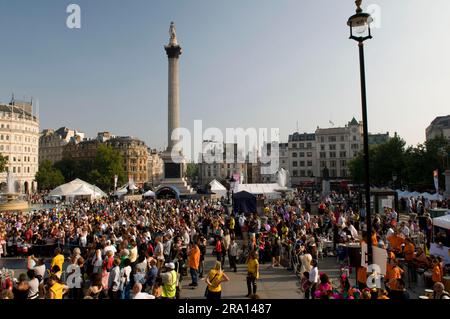 Veranstaltung am Trafalgar Square, Nelson Column, London, England, Großbritannien Stockfoto