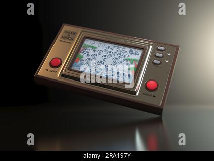 Tragbare Retro-Spielkonsole, Fallschirm von Nintendo Game & Watch isoliert auf weißem Hintergrund - 24. September 2020 in Bristol, Großbritannien Stockfoto