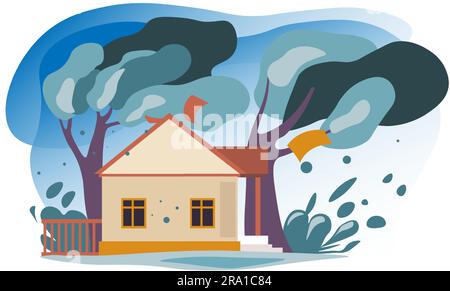 Wetterbedingungen, starker Wind oder Sturmvektor Stock Vektor