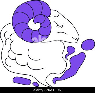 Zodiakzeichen, Widder oder Ramm im Astrologie-Vektor Stock Vektor