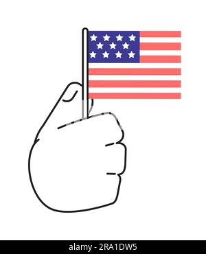 Amerikanische Flagge mit monochromatischer flacher Vektorhand Stock Vektor