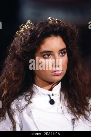 Isabel Varell, deutsche Schauspielerin und Fernsehmoderatorin, Deutschland um 1986. Stockfoto
