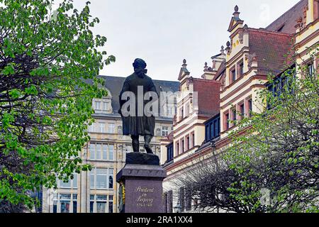 Goethe-Denkmal am Naschmarkt, Deutschland, Sachsen, Leipzig Stockfoto