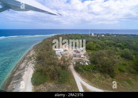 Luftaufnahme auf Lady Elliot Island und das umliegende Korallenriff. Southern Great Barrier Reef, Queensland, Australien Stockfoto