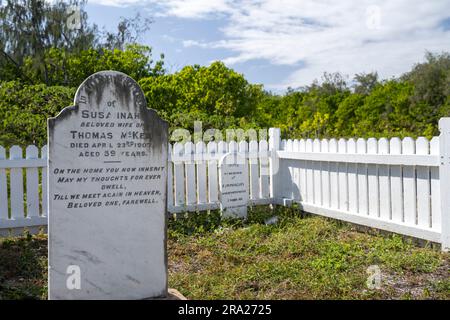 Historische Gräber am Lady Elliot Island Lighthouse, Queensland, Australien Stockfoto