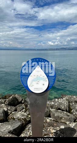 Stadt Evian Les Bains, aus dem Mineralwasser Evian in Südfrankreich Stockfoto