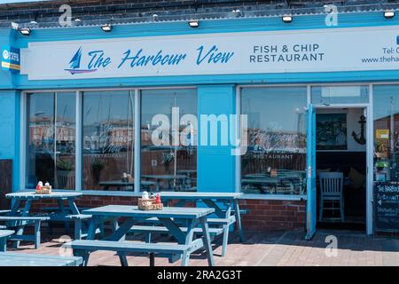 Das Harbour View Fish & Chip Restaurant im Hartlepool Marina Stockfoto