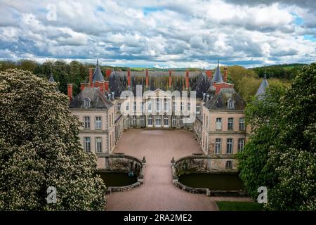 Frankreich, Meurthe et Moselle, Saintois, Haroué, Schloss Beauvau-Craon, Bekannt als Schloss Haroué, Schloss aus dem 18. Jahrhundert vom Architekten Germain Boffrand (Luftaufnahme) Stockfoto