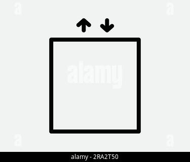 Leeres Elevatorsymbol. Leere Umrisslinie Des Aufzug-Nach-Unten-Pfeilkastens Des Gebäudes Der Lobby-Tür. Schwarzweiß-EPS-Signaturvektor für GrafikClipart-Bildsymbol Stock Vektor