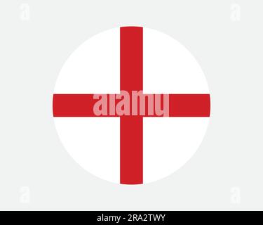 England-Runde-Flagge. Englisches Länderbanner Des Circle Nation. Weißes rotes Kreuz Großbritannien. Grafik-Clipart Bildmaterial-Symbol Zeichenvektor-EPS Stock Vektor
