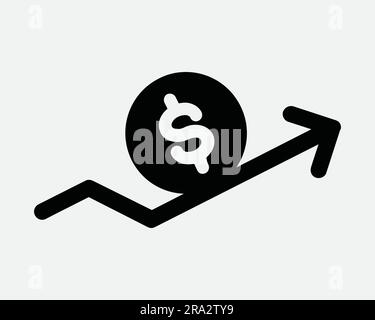 Symbol "Pfeil Für Geld". Wachstumsdiagramm Für Geschäftsfinanzierung Diagramm „Ertrag - Umsatzerlöse - Gewinn - Investitionen Erfolgreich“. Schwarzweiß-EPS-Signaturvektor für GrafikClipart-Bildsymbol Stock Vektor