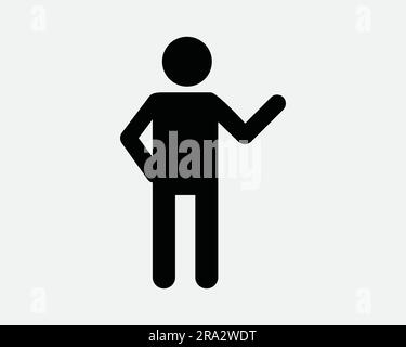 Symbol Für Das Wenden Der Strichfigur. Mann Person Person Figur Pose Geste Zeige Punktausrichtung Zeige Stand Schwarz Weiß Grafik Clipart Artwork Symbol Zeichen-Vektor EPS Stock Vektor