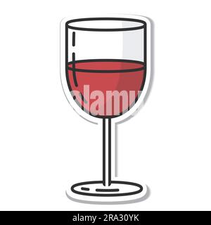 Aufkleber Glas Rotwein isolierte Vektordarstellung, minimalistisches Design. Rotweinsymbol auf weißem Hintergrund. Stock Vektor