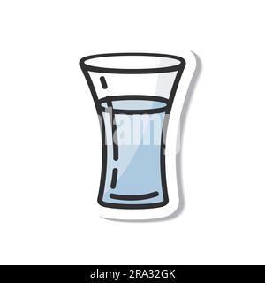 Aufkleberglas aus Tequila, isolierte Vektordarstellung, minimales Design. tequila-Symbol auf weißem Hintergrund. Stock Vektor