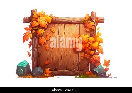 Karikaturenschild aus Holz auf weißem Hintergrund in flachem Stil für Ikone Stock Vektor