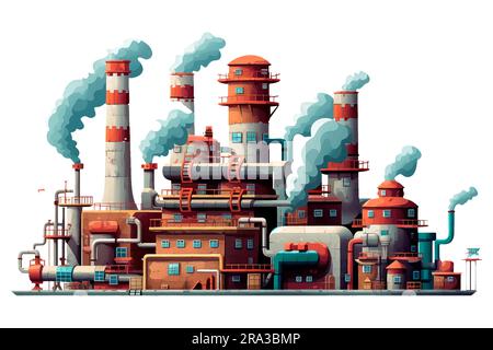 Cartoon Factory auf weißem Hintergrund mit flachem Style für Ikone Stock Vektor