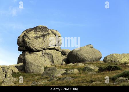 Das Chaos der Steine, in der Nähe des Col de Finiels. Cevennes, Mont Lozere, Occitanie, Frankreich Stockfoto