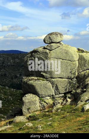 Das Chaos der Steine, in der Nähe des Col de Finiels. Cevennes, Mont Lozere, Occitanie, Frankreich Stockfoto