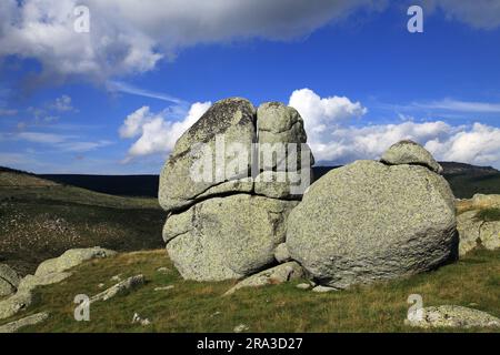 Das Chaos der Steine, in der Nähe des Col de Finiels. Cevennes, Mont Lozere, Occitanie, Frankreich Stockfoto