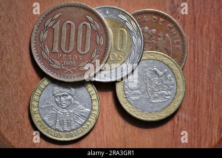 chilenische Peso-Münzen 100 Stockfoto