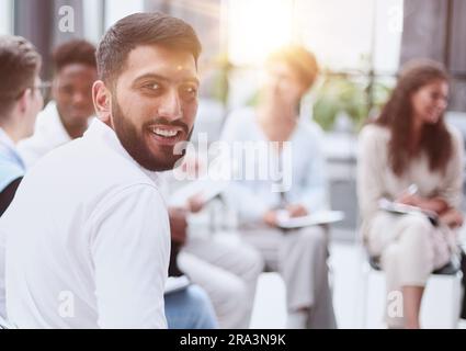 Große Gruppe von Geschäftsleuten in die Präsentation. Stockfoto