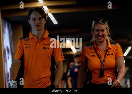RED BULL RING, ÖSTERREICH - 29. JUNI: Oscar Piastri, McLaren F1 MCL60 während des österreichischen Grand Prix am Red Bull Ring am Donnerstag, 29. Juni 2023 in Spielberg, Österreich. (Foto: Michael Potts/BSR Agency) Stockfoto