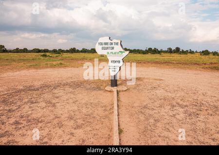 Äquatorschild am Ol Pejeta Conservancy, Kenia Stockfoto