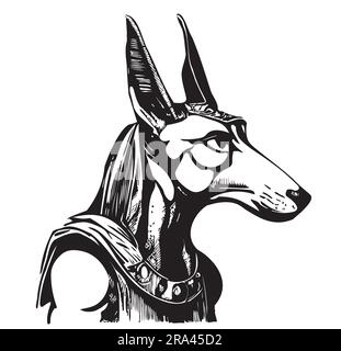 Anubis, handgezeichnete Skizze in Doodle-Stil-Illustration Stock Vektor