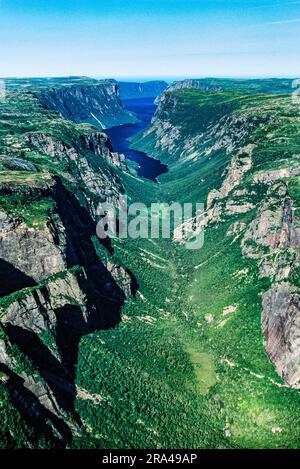 Luftaufnahme des Gros Morne National Park, Neufundland, Kanada Stockfoto